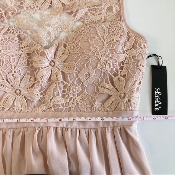 NWT Lulu’s Blush Pink Lace Open Back Party Dress - Picture 8 of 10